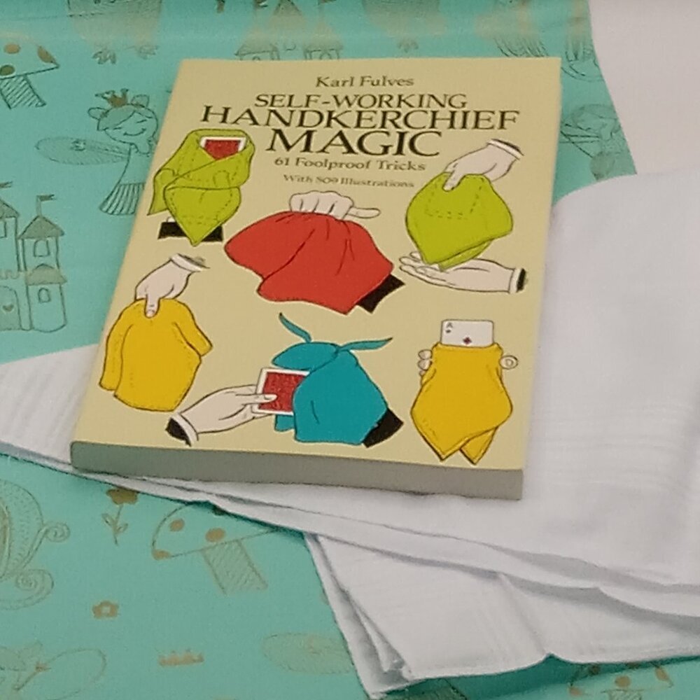 HANDKERCHIEF MAGIC Trick Book w/Hankie Magician Guide Paperback